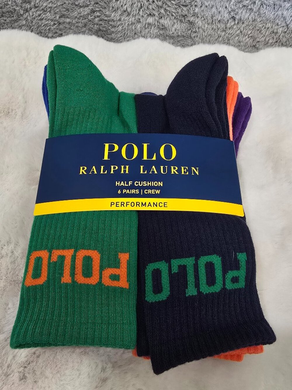 Polo Ralph Lauren Half Cushion 6 Pairs Performance Crew Socks  Multi Colors